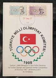 MC.042 2017 MAKSİMUM KART ÇEVRE  TÜRKİYE 1.MİLLİ OLİMPİYAT VE SPOR PULLARI YARIŞMASI 50.YIL HATIRASI
