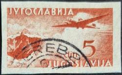 +++ YUGOSLAVYA UÇAK ve DAĞ MANZARASI      1950   5D  - DAMGALI