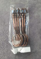 NAZAR BONCUKLU KABARTMA DESENLİ BAKIR RENKLİ 6'LI ÇAY KAŞIĞI.  YENİ