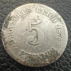 Almanya 5 Pfennig, 1876 Darphane işareti 