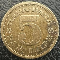 Yugoslavya 5 Para 1965.