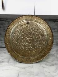 Antika Değerinde Yoğun El İşçiliği Gravürlü Muazzam Bakır Tepsi