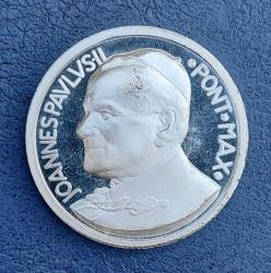 İtalya, Vatikan Papa John Paul II ve Michelangelo La Pietà Temalı Hatıra Madalyon. 1990-2000'ler. Gümüş Kaplama, Patinalı.