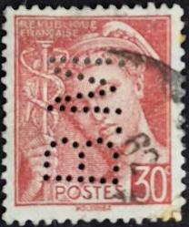 +++ FRANSA MERCURY     1938 30C    - DAMGALI , PERFİN , HALİYLE