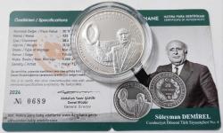LOT.19 » Türk Siyasetçileri Serisi No:4  Süleyman Demirel Hatıra Parası Gümüş..