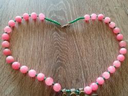 Eski Türkmen işi alpaka dan mamul doğal pembe kuvars taşlı kolye