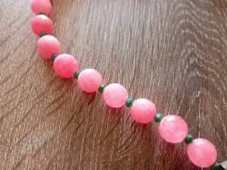 Eski Türkmen işi alpaka dan mamul doğal pembe kuvars taşlı kolye