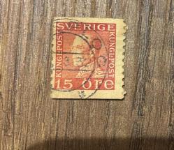 İsveç Pulu - Sweden ( Sverige ) Stamp -  Postadan Geçmiş Pul Filateli -  DAMGALI - KRAL GUSTAF V TEMALI PUL, 15 PARA - YABANCI PULLAR-NOSTALJİK DOĞUM GÜNÜ HEDİYESİ