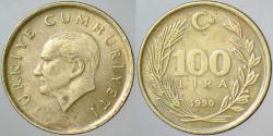 TÜRKİYE CUMHURİYETİ 100 LİRA 1990 SIK SAÇ.
