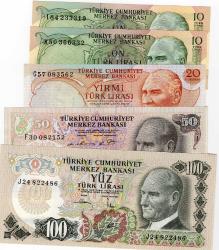 6.EMİSYON 10-10-20-50 ve 100 LİRA ÇİL-5 ADET FIRSAT LOTU