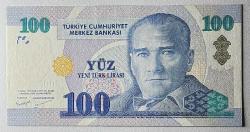 8.Emisyon 100 Yeni Türk Lirası (YTL) C08 227777 Çil Kondisyonda Koleksiyonluk Eski Para