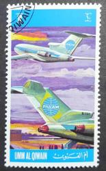 1976 Umm Al Quwain (Ümmü'l-Kayveyn)  Pan American World Airways'e (Pan Am) ait bir Boeing 727 10 Dırham  BÜYÜK Boy Pul Damgalı Pul Koleksiyonu Tematik Pul Uçak Pul
