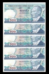 7 EMİSYON 500 TL B02 5 ADET SERİ TAKİPLİ ÇİL