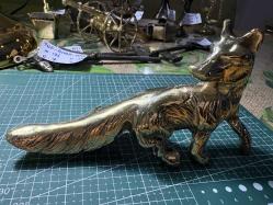 Pirinç Tilki Figürlü Dekoratif Obje