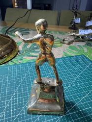 Pirinç Boksör Figürlü Dekoratif Obje