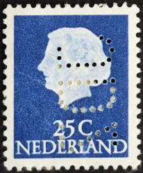 +++ HOLLANDA KRALİÇE JULIANA   1953    25C - DAMGALI , PERFİN , HALİYLE