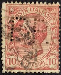 +++ İTALYA VICTOR EMANUEL III   1906   10C - DAMGALI , PERFİN , HALİYLE