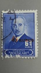 1945 YILI TÜRKİYE İSMET İNÖNÜ  SÜRSAJLI TAM SERİ 4,5 KURUŞ  RESİMDE GÖRÜLDÜĞÜ GİBİ DAMGALI  ŞARNİYERSİZ