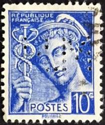 +++ FRANSA MERCURY     1938   10C    - DAMGALI , PERFİN , HALİYLE