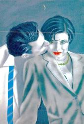 Aşk temalı  Kartpostal Sevgililer Kartpostal Çizim Karikatür Tarzı AND Ç-500 Eski Dönem Kartpostal