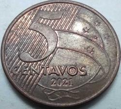 LOT.10 » Brezilya 2021 5 Centavos Tiradentes Portreli Bakır Kaplama Çelik