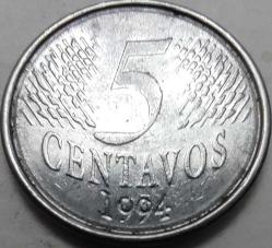 LOT.9 » Brezilya 1994 5 Centavos Paslanmaz Çelik Cumhuriyet Büstü Temalı