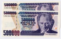 7.EMİSYON L64 SERİSİ 500.000 LİRA ÇİL-2 ADET- SERİ TAKİPLİ