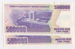 7.EMİSYON L64 SERİSİ 500.000 LİRA ÇİL-2 ADET- SERİ TAKİPLİ