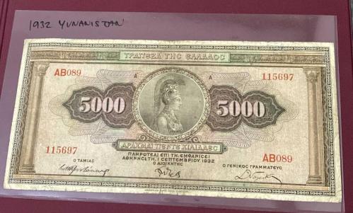 1932 YUNANİSTAN 5000 DRAHMİ
