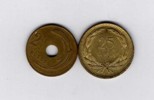 TÜRKİYE 2.5 KURUŞ 1951 ve 25 KURUŞ 1956
