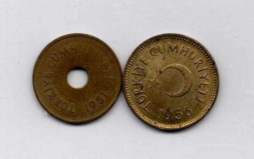 TÜRKİYE 2.5 KURUŞ 1951 ve 25 KURUŞ 1956