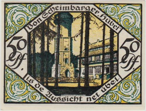 *** ALMANYA 50 PFENNİG 1921 NOTGELD-SCHEİBENBERG ŞEHRİ. ÇİL.