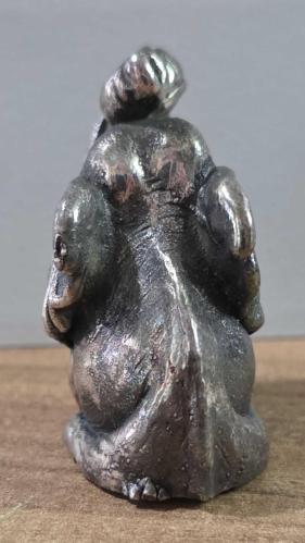 1980-90'lar Polyester Üzerine 925 Ayar Gümüş Kaplama Üretici Damgalı Minyatür Fil Figürü