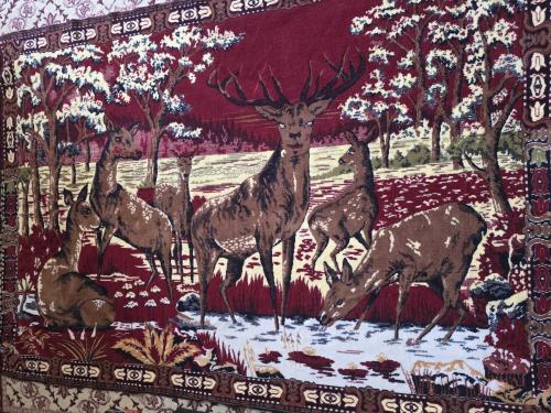 BURSA İŞİ GEYİK AİLESİ TEMALI YENİ TİP DUVAR HALISI DUVARA ASILMAMIŞ