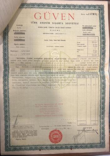Güven Türk Anonim Sigorta Sosyetesi İstanbul'da Yangın Poliçesi Umumi Şartları Ve Makbuzu İle IV