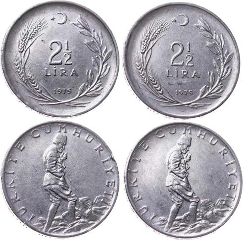 1975 Yılı 2½ Lira (Ters-Düz Takım) - ÇÇT TCM3199