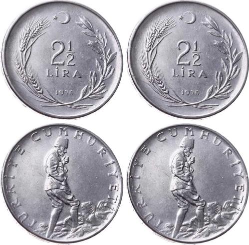 1976 Yılı 2½ Lira (Ters-Düz Takım) - ÇÇT TCM3200