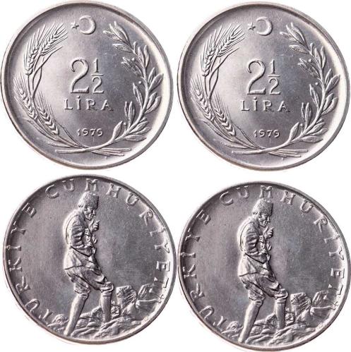 1979 Yılı 2½ Lira (Ters-Düz) Takım - ÇİL TCM3239