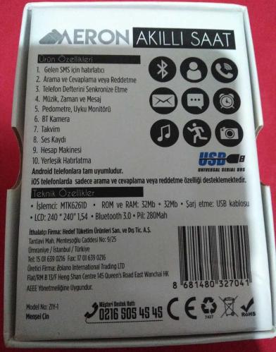 AERON Eski Nesil Akıllı Saat (Açıklamayı okuyunuz, Kordonsuz, Arama ve ses kayıt özelliği , 1 Gb Hafıza kartlı)