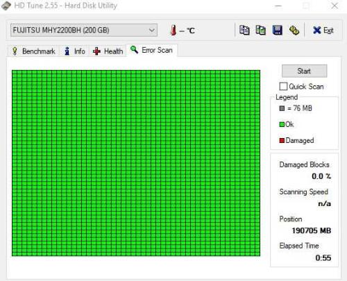 FUJITSU 200 GB 2.5” SATA Laptop Hard Disk (Sağlık 100 , Sorunsuz)