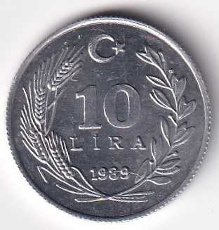 TÜRKİYE CUMHURİYETİ 10 LİRA 1989( ÇİL) NADİR