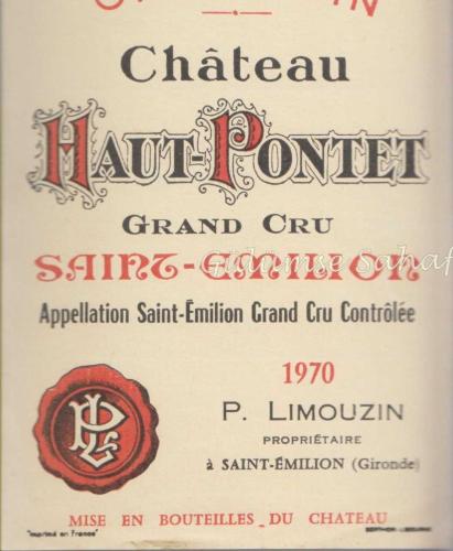 LOT.17 » Şarap Etiketi: Chateau Haut Pontet, Saint Emilion, 1970