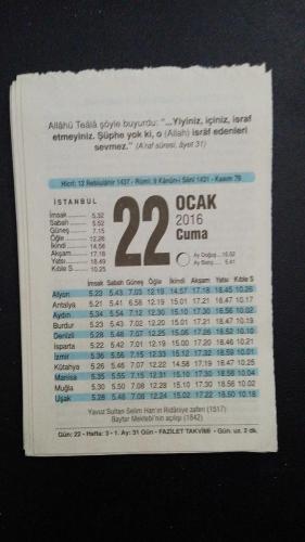 22 Ocak 2016 Fazilet  orijinal takvim yaprağı doğum günü - özel gün hediyesi