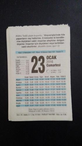 23 Ocak 2016 Fazilet  orijinal takvim yaprağı doğum günü - özel gün hediyesi