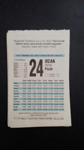 24 Ocak 2016 Fazilet  orijinal takvim yaprağı doğum günü - özel gün hediyesi
