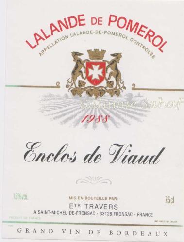 Şarap Etiketi: Lalande De Pomerol, Enclos de Viaud, 1988