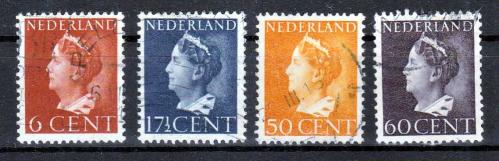 A.2304  1946 KRALİÇE WİLHELMİNA  DAMGALI TAM SERİ HOLLANDA
