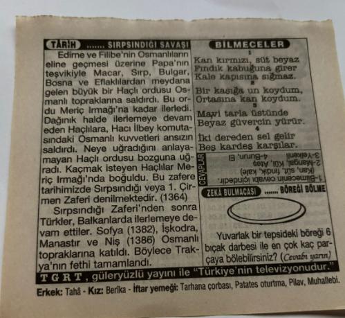 25 Ocak 1997-Orijinal Takvim Yaprağı-Doğum Günü-Söz,Nişan,Nikâh,Düğün ve Önemli Günler Hediyesi-Türkiye Gazetesi Takvimi-Ayet,Hadis (Cafer-i Sadık)-Sırpsındığı Zaferi(1364)-Sırpsındığı Savaşı-Bilmeceler-Erkek:Taha,Kız:Berika