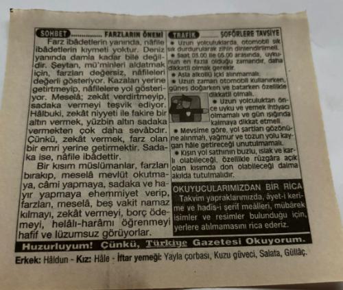 28 Ocak 1997-Orijinal Takvim Yaprağı-Doğum Günü-Söz,Nişan,Nikâh,Düğün ve Önemli Günler Hediyesi-Türkiye Gazetesi Takvimi-Ayet,Hadis (Hadis-i Şerif)-Sultan Selim Han'ın Kahire'yi Fethi(1517)-Farzların Önemi-Şoförlere Tavsiye-Okuyucularımızdan Bir Rica-Erkek:Haldun,Kız:Hale