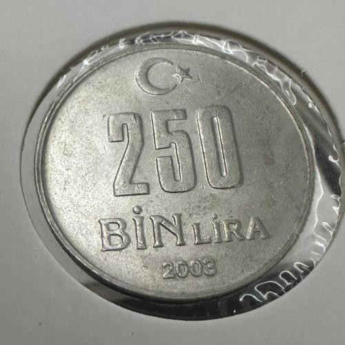 Türkiye 250 Bin Lira 2003. Karton Kapamasında